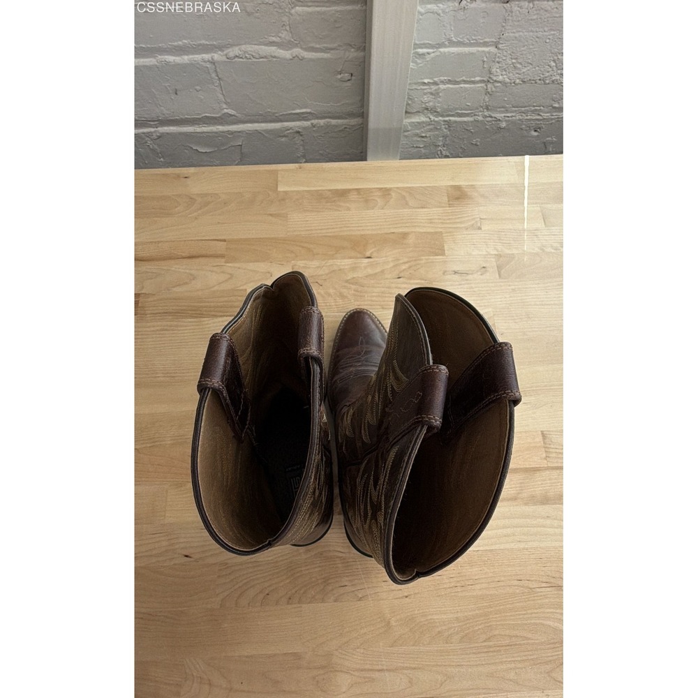 Ariat Heritage Western R-Toe Distressed Brown Leather Cowboy Boots Men's 8.5D - Picture 9 of 10